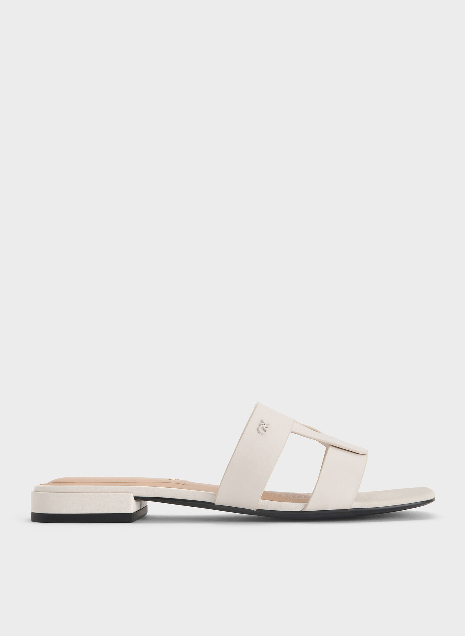 Joan Leather Slide Sandals, White, hi-res