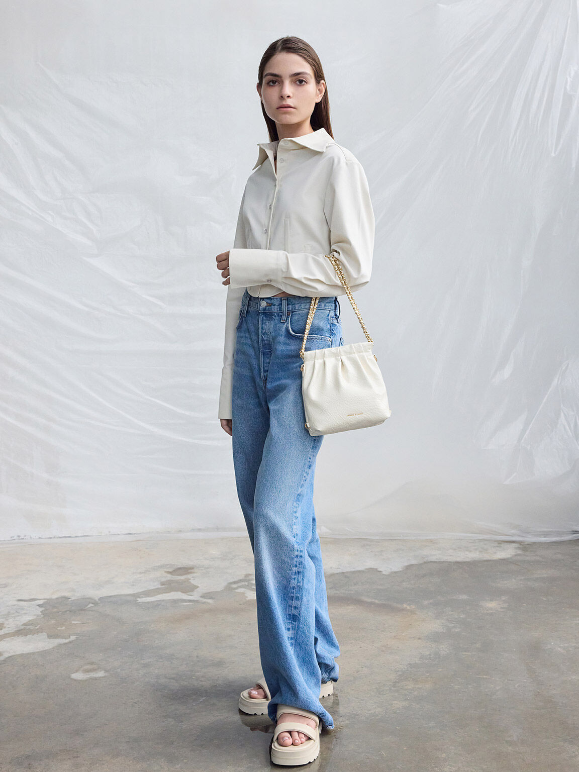 Cream Duo Chain Handle Two Way Backpack CHARLES KEITH UK