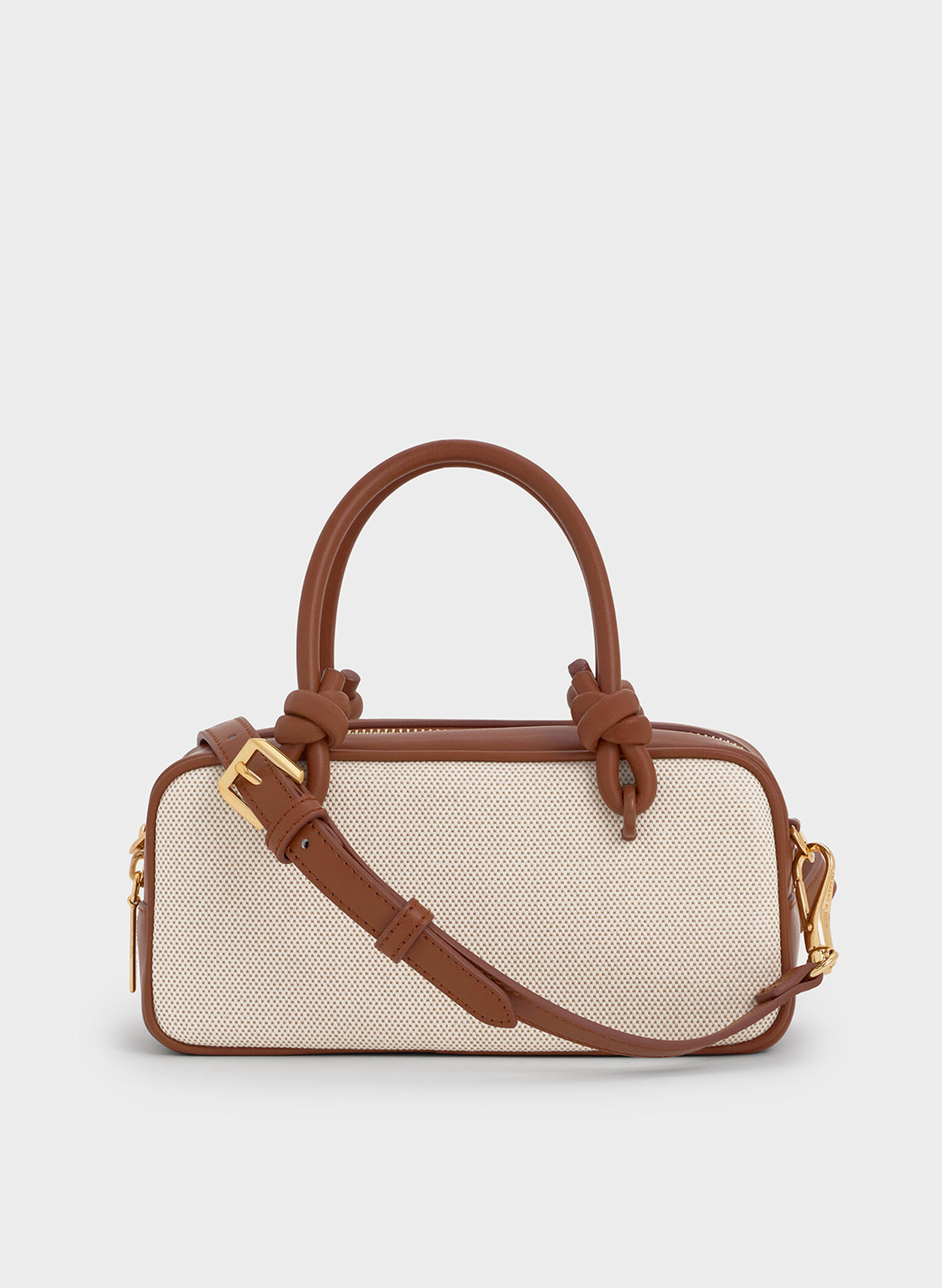 Sammie Canvas Knotted-Handle Elongated Bag, Taupe Canvas, hi-res