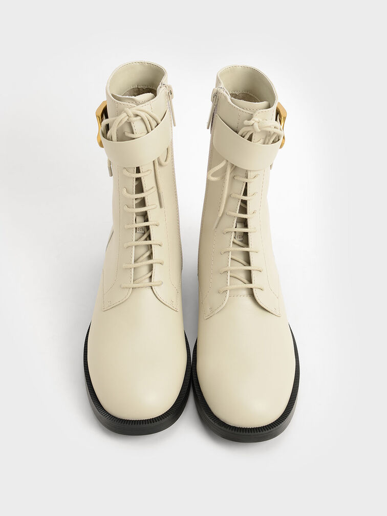 Gabine Leather Lace-Up Ankle Boots, Chalk, hi-res