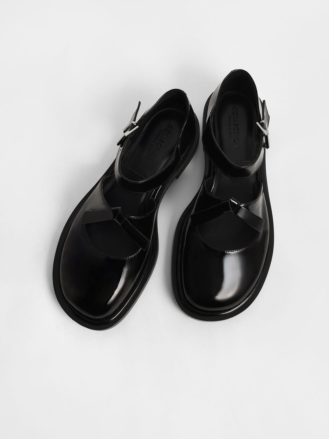 Rumi Patent Leather Bow-Tie Mary Jane Flats, Black, hi-res