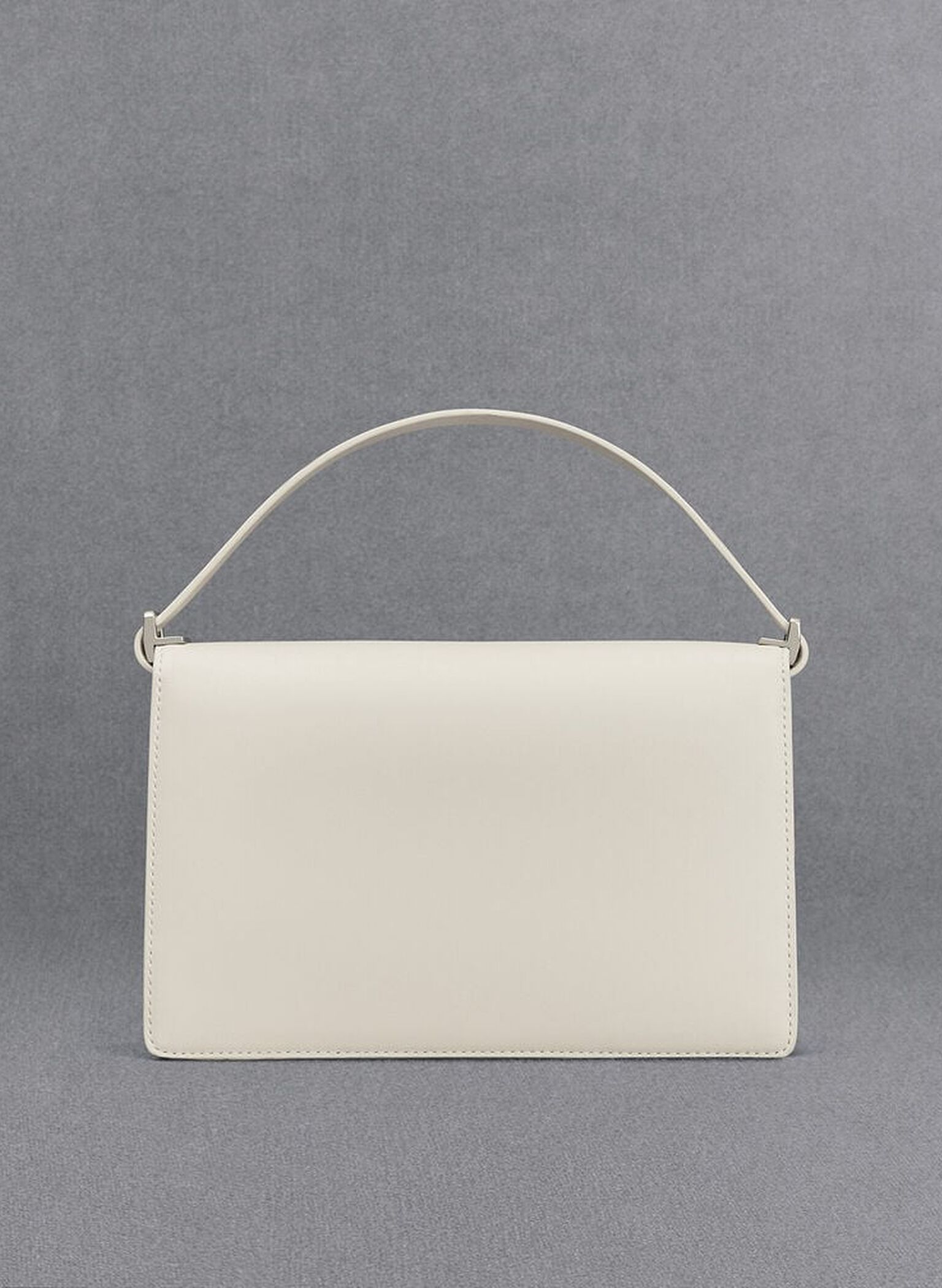Leather Shoulder Bag, White, hi-res