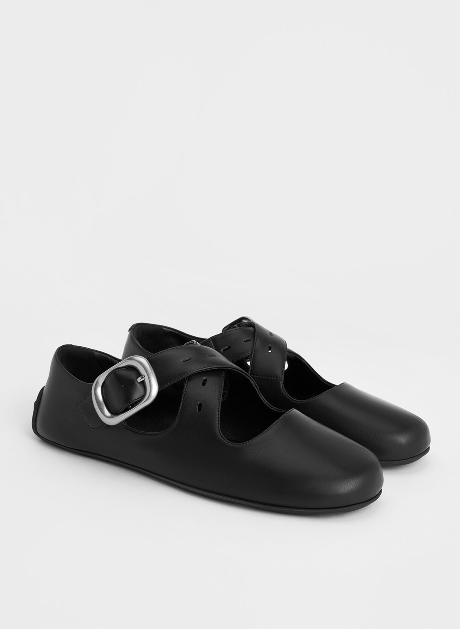 Crossover-Strap Mary Janes, Black, hi-res
