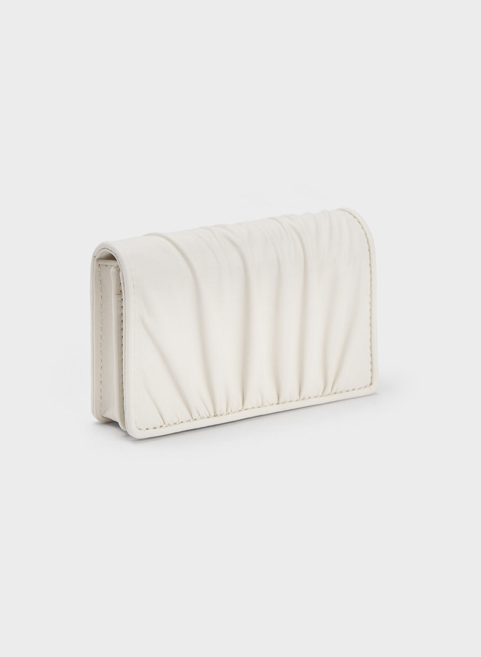 Aldora Ruched Card Holder, White, hi-res