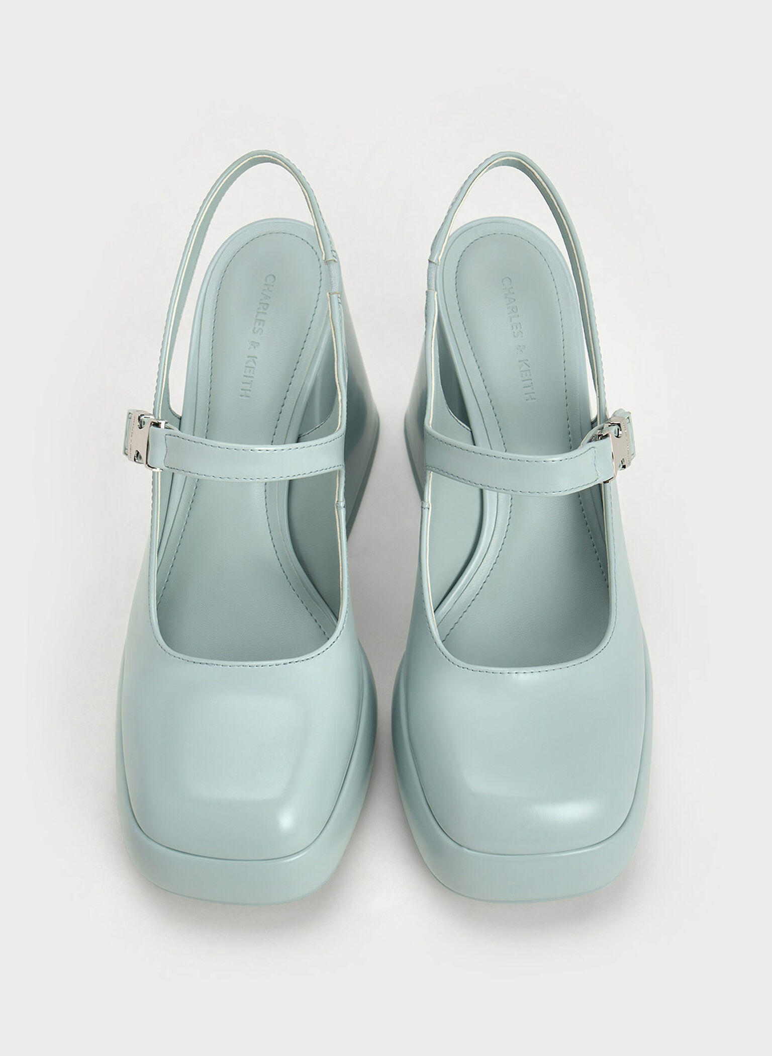 Laine Metallic-Buckle Platform Mary Janes, Blue, hi-res