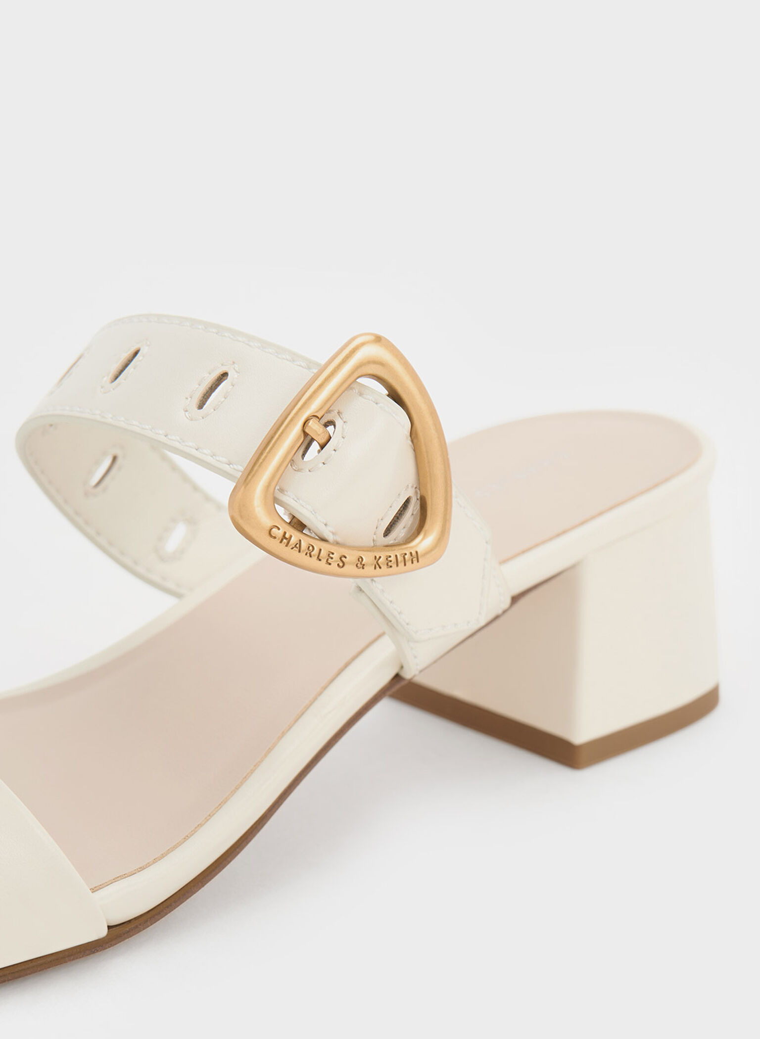 Sepphe Metallic Buckle Heeled Mules, Chalk, hi-res