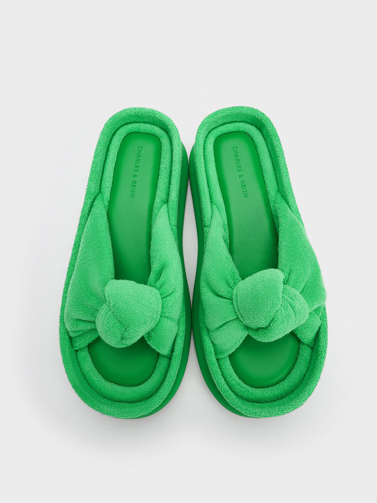Loey Textured Knotted Slides, Green, hi-res