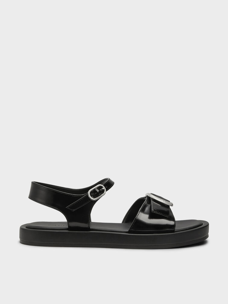 Buckled Slingback Sandals, Black Box, hi-res