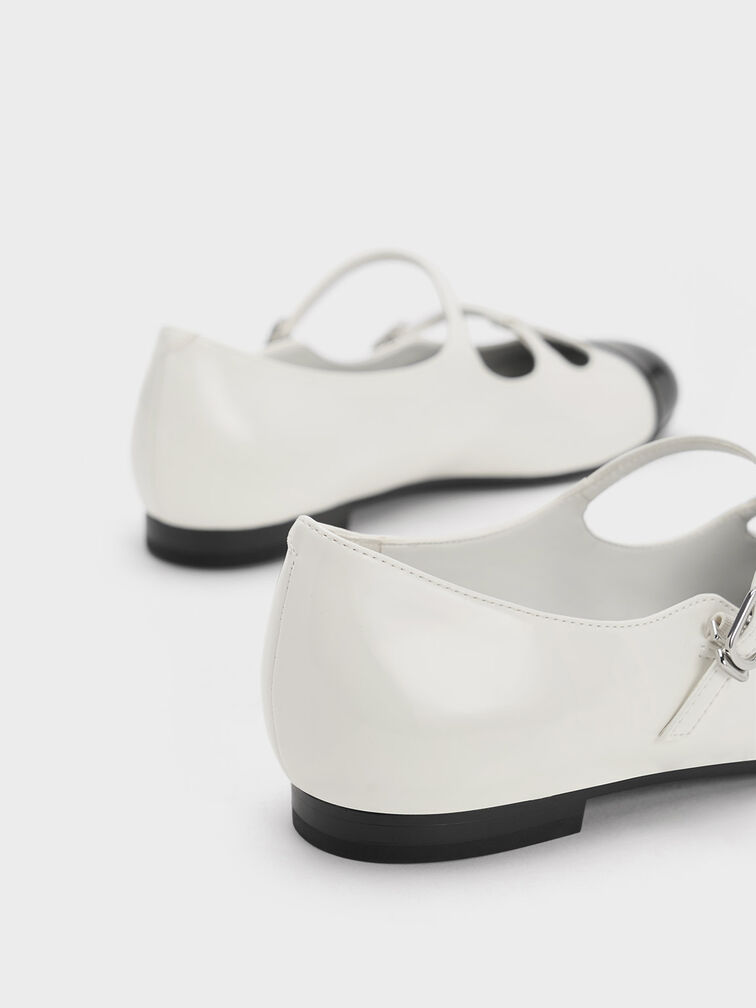 Double-Strap T-Bar Mary Janes, White, hi-res