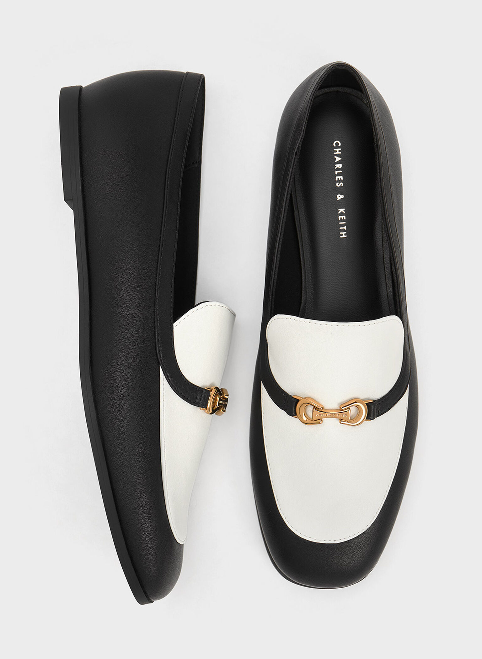 Metallic Accent Two-Tone Round-Toe Loafers, Multi, hi-res