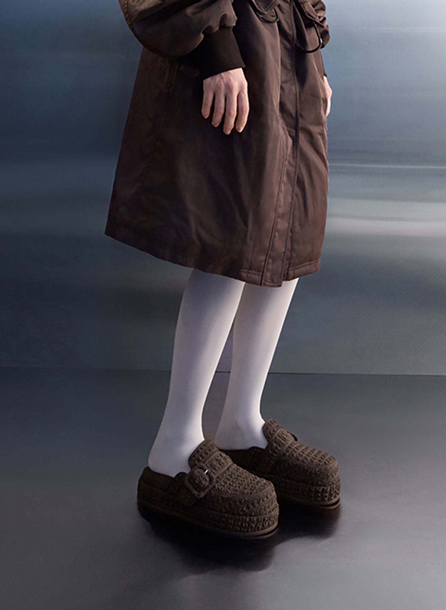 Loren Textured Flatform Mules, Dark Brown, hi-res