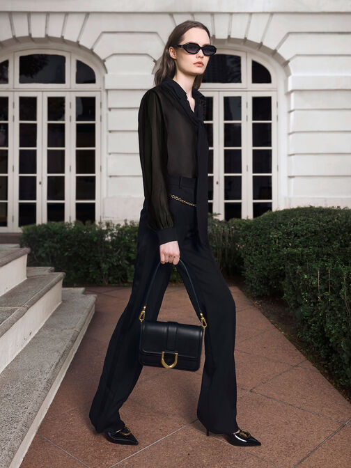 Gabine Leather Crossbody Bag, Black, hi-res