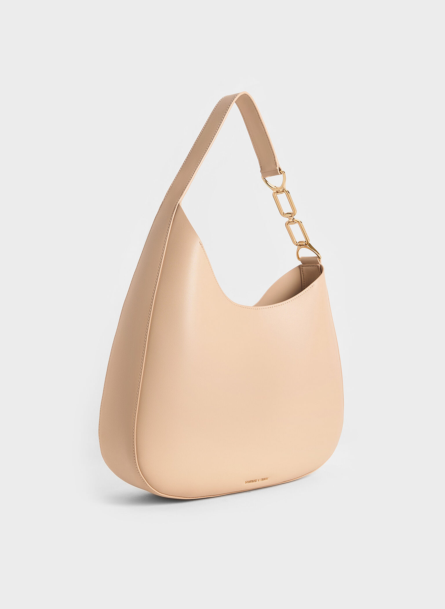Agatha Chain-Accent Slouchy Hobo Bag, Beige, hi-res