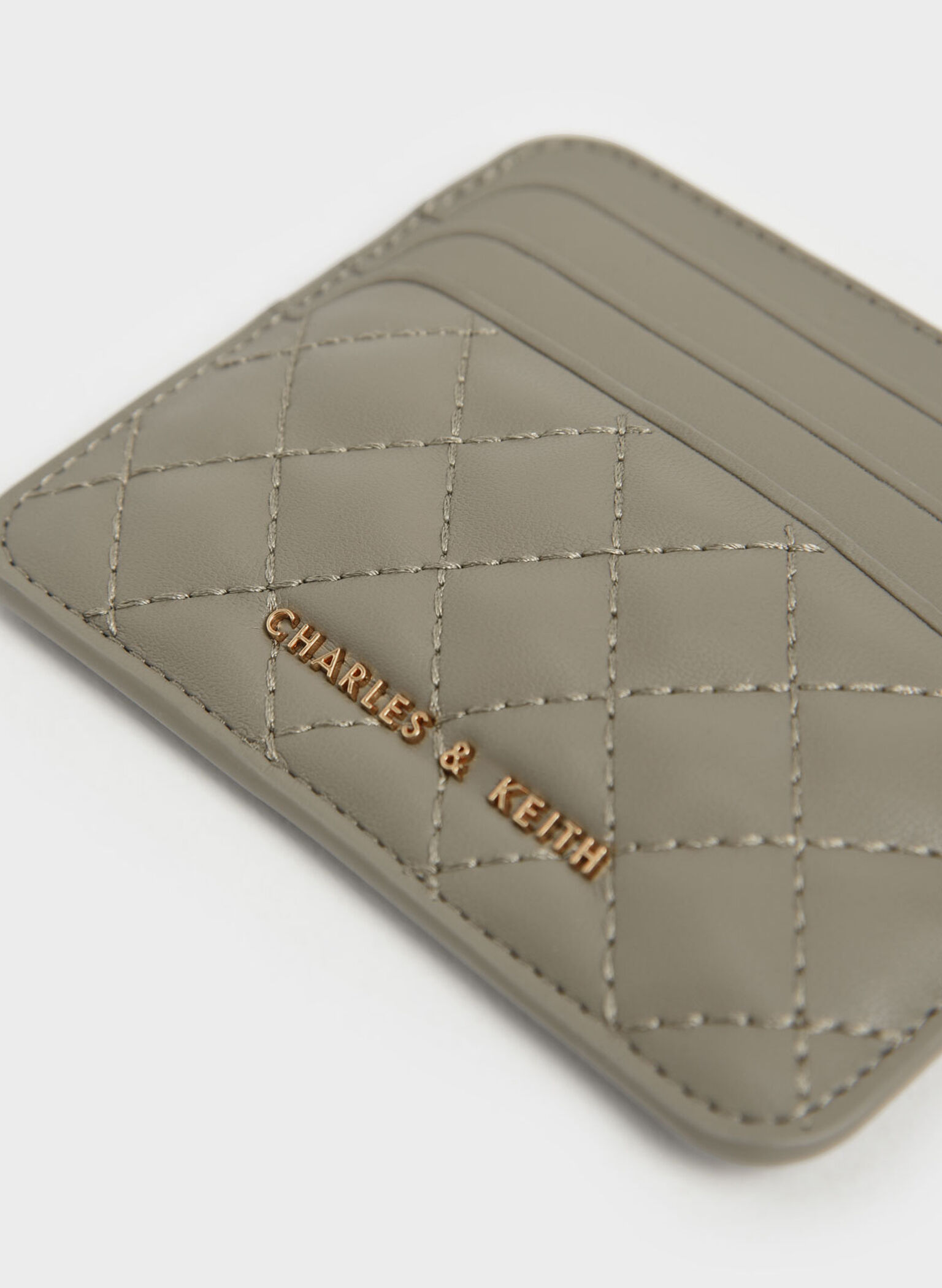 Cleo Quilted Card Holder, Taupe, hi-res