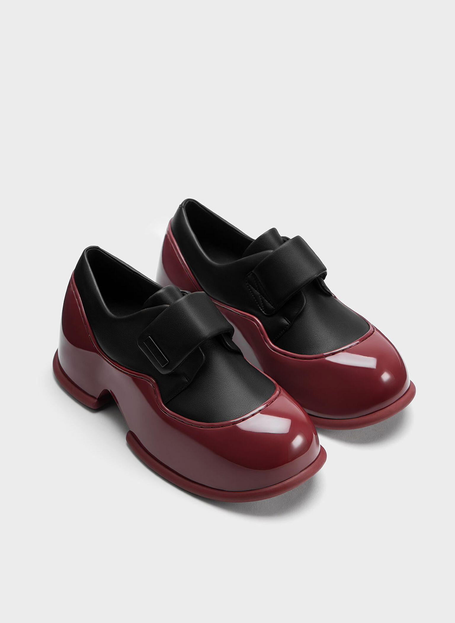Pixie Patent Two-Tone Platform Loafers, Red, hi-res