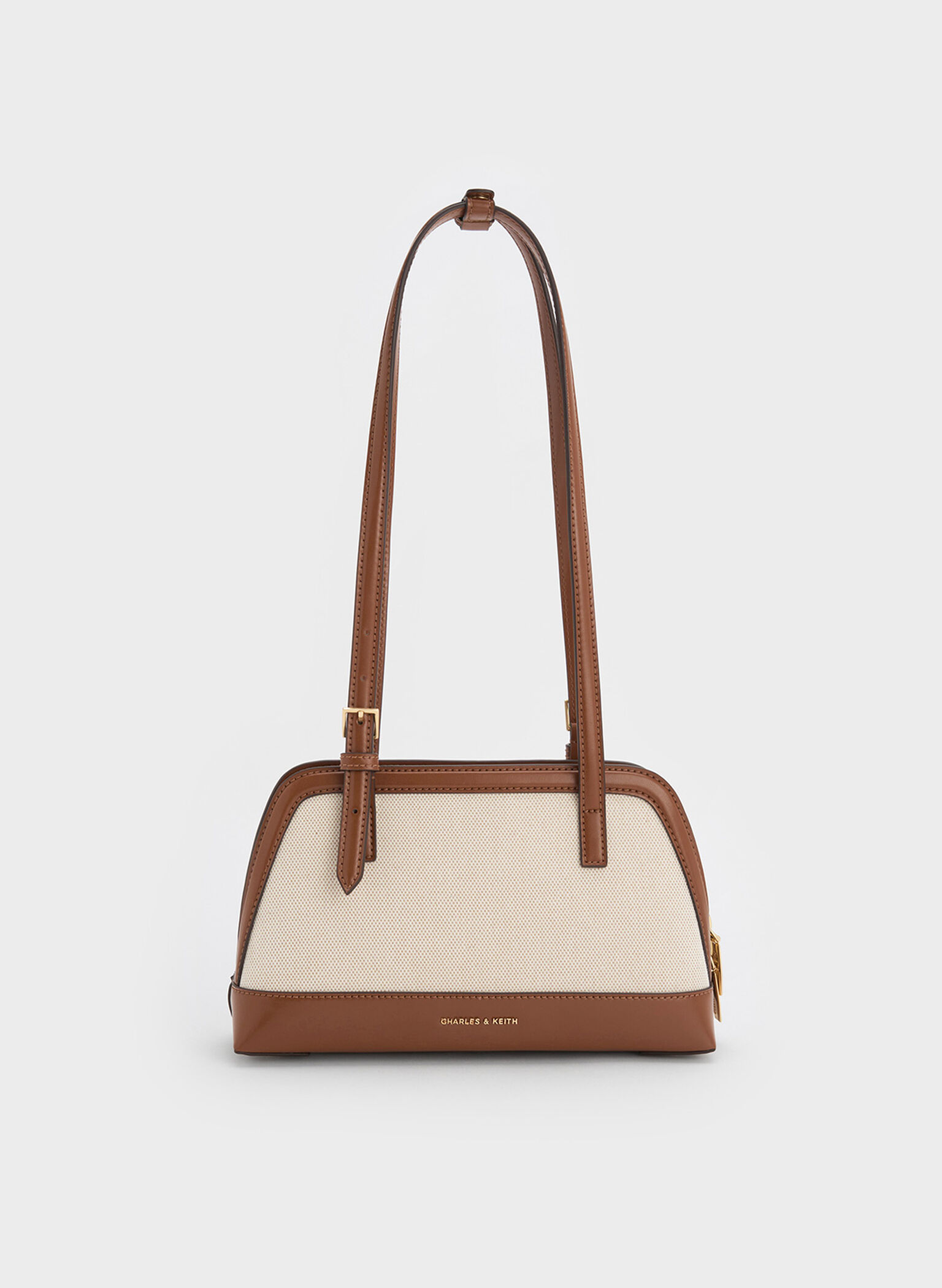 Enola Canvas Two-Tone Elongated-Handle Bag, Chocolate, hi-res