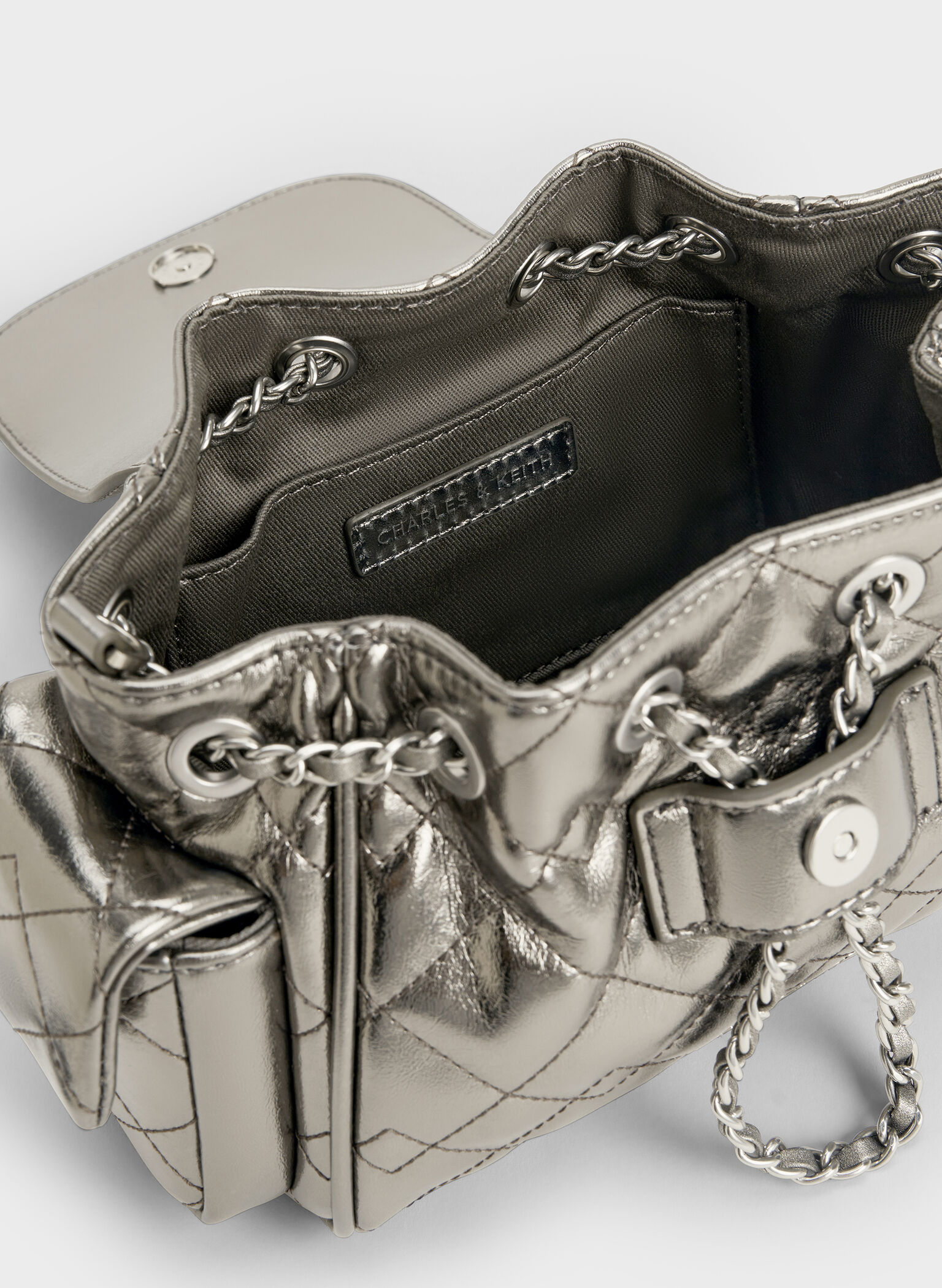 Duo Quilted Two-Way Front Flap Backpack, Pewter, hi-res