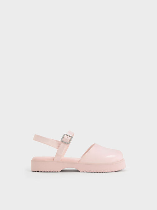 Girls' Ankle-Strap Flats, Light Pink, hi-res