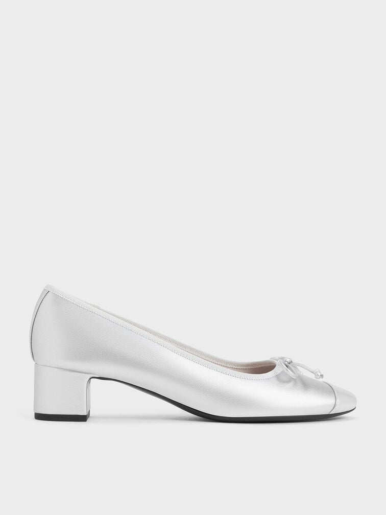 Glennis Bow Ballet Pumps, Silver, hi-res