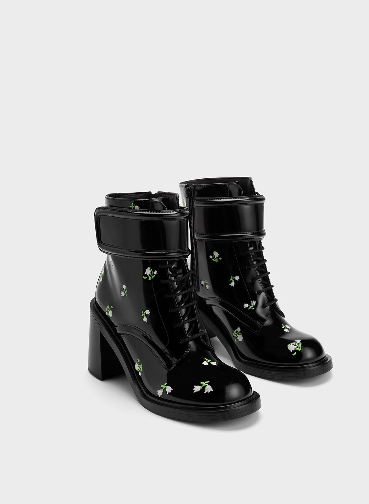 Rosalie Leather Floral Ankle Boots, Multi, hi-res