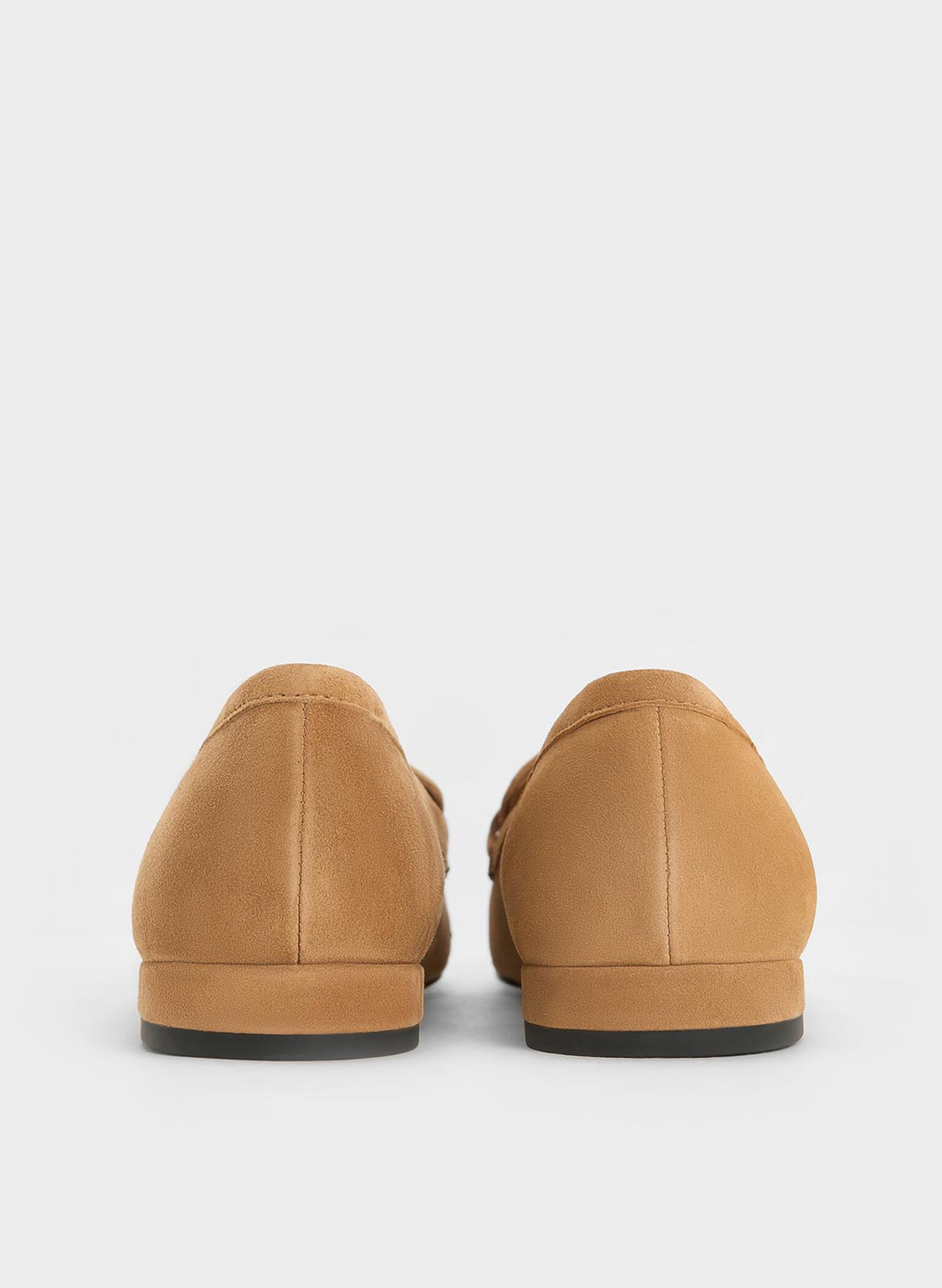 Suede Penny Square-Toe Loafers, Caramel, hi-res