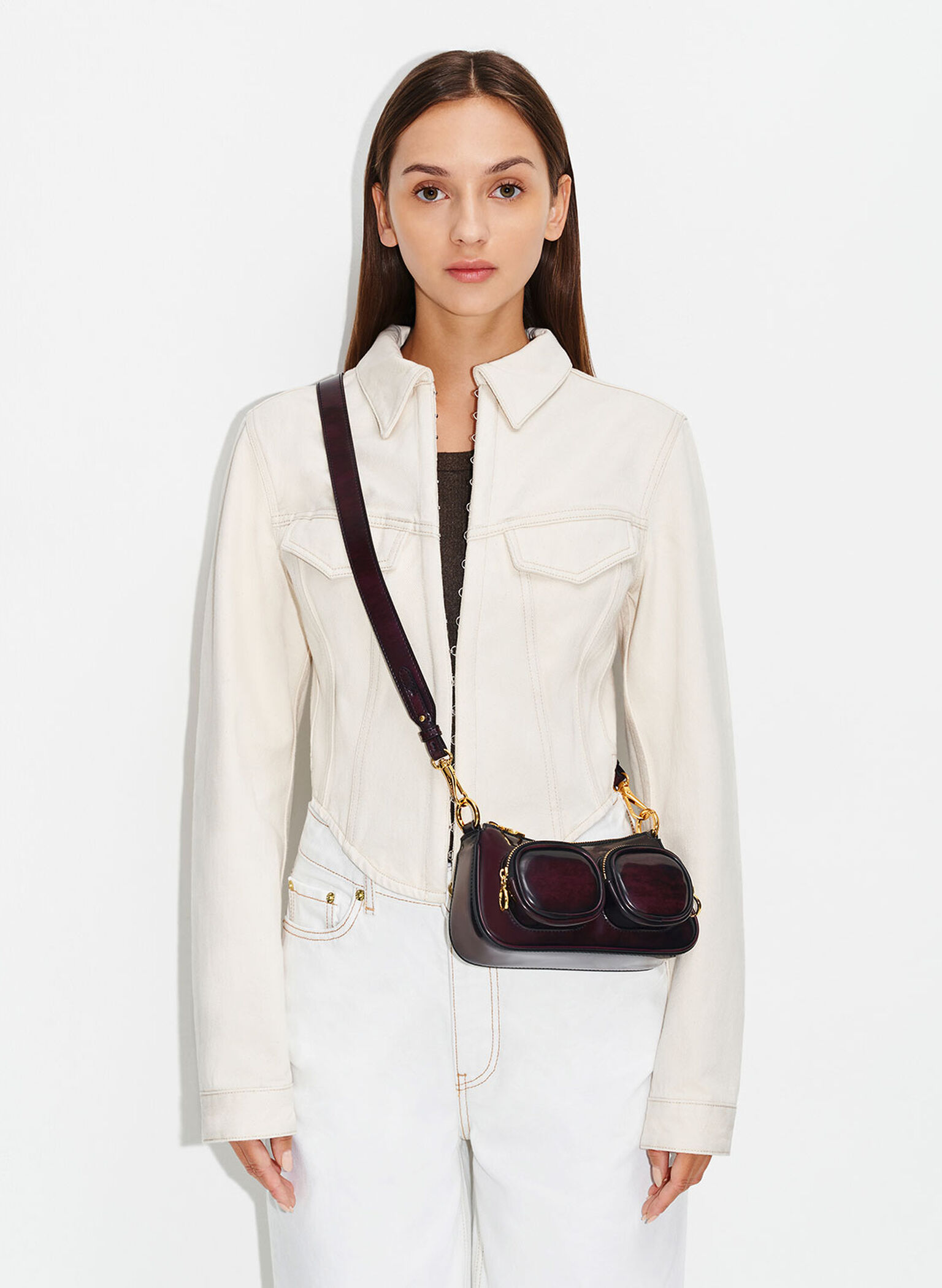 Letitia Chain-Link Shoulder Bag, Dark Chocolate, hi-res