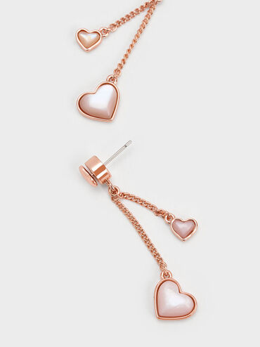 Annalise Double Heart Stone Drop Earrings, Rose Gold, hi-res