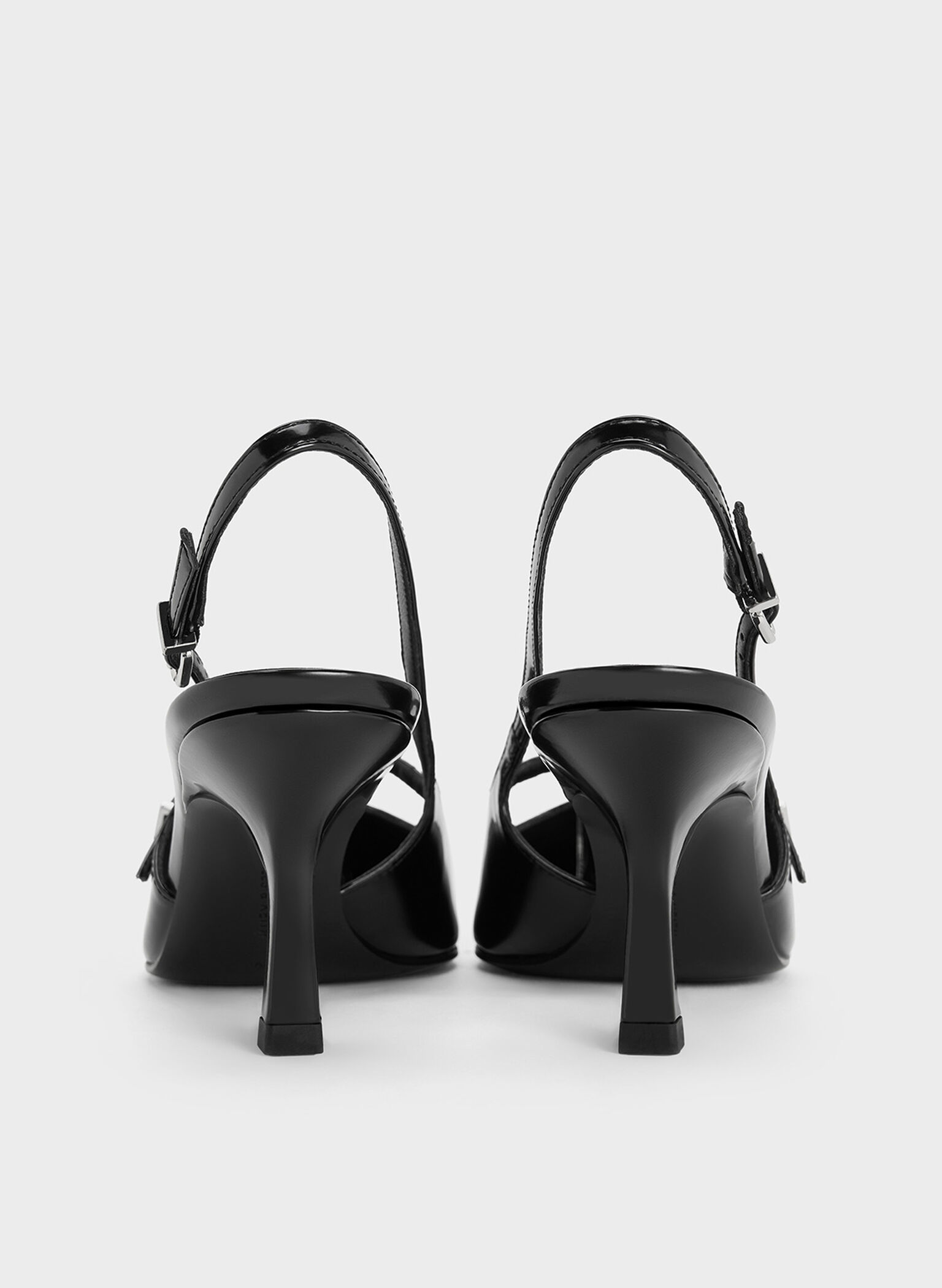 T-Bar Pointed-Toe Slingback Pumps, Black Box, hi-res
