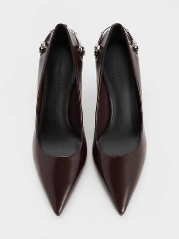 Erinna Metallic-Accent Pointed-Toe Pumps, Burgundy, hi-res