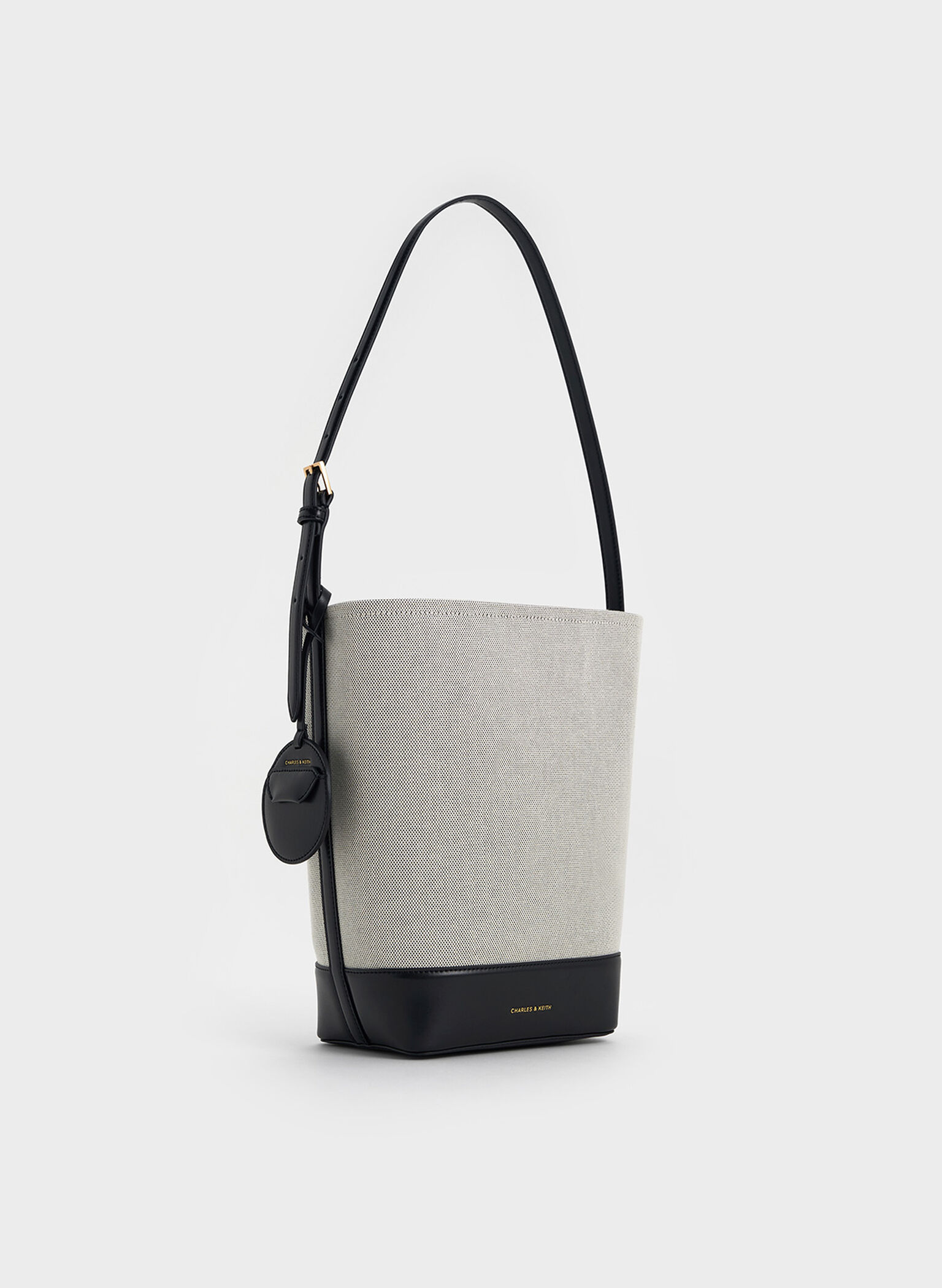 Enola Canvas Elongated Bucket Bag, Black, hi-res