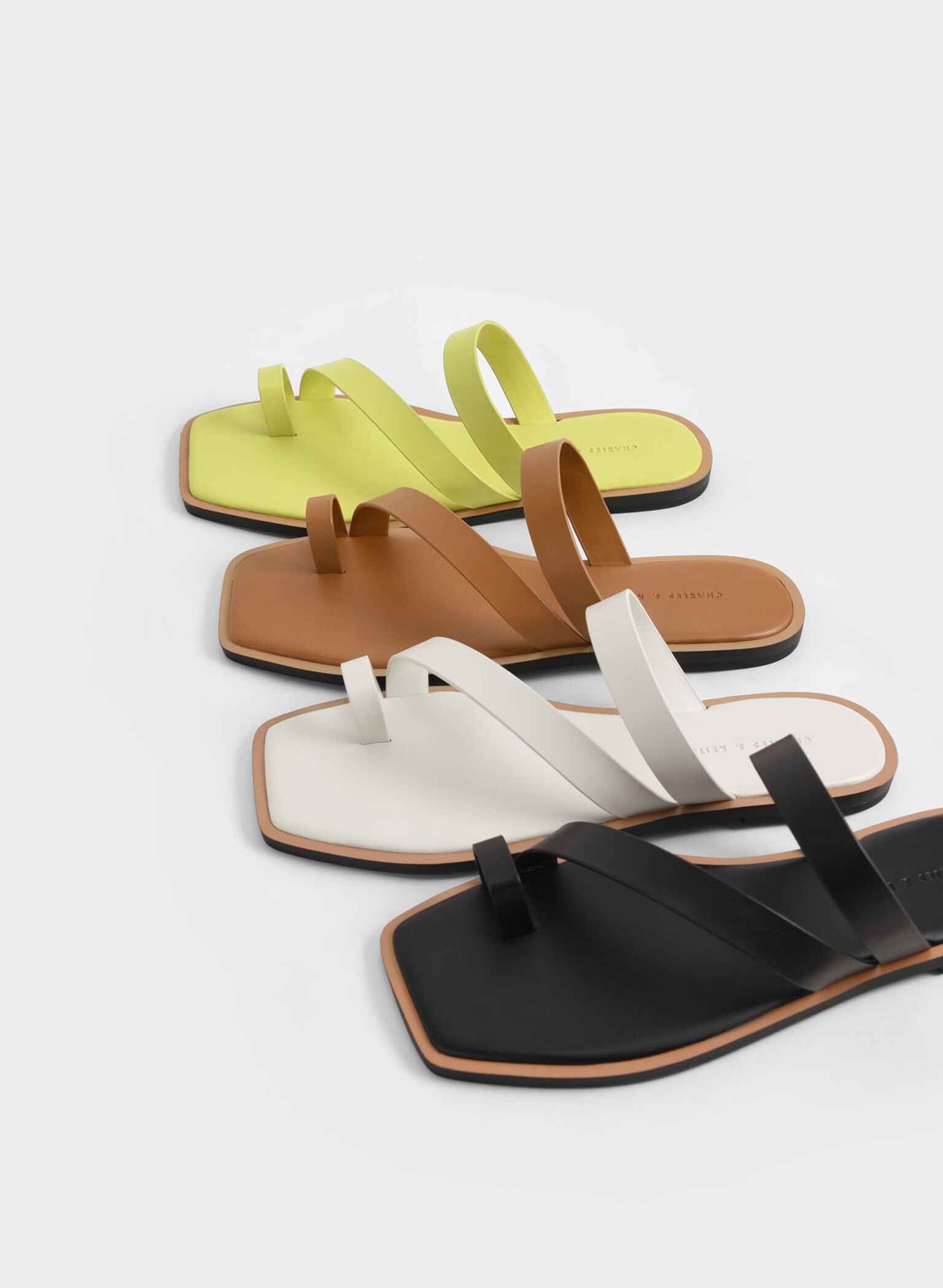 Toe Ring Strappy Slide Sandals, Lime, hi-res