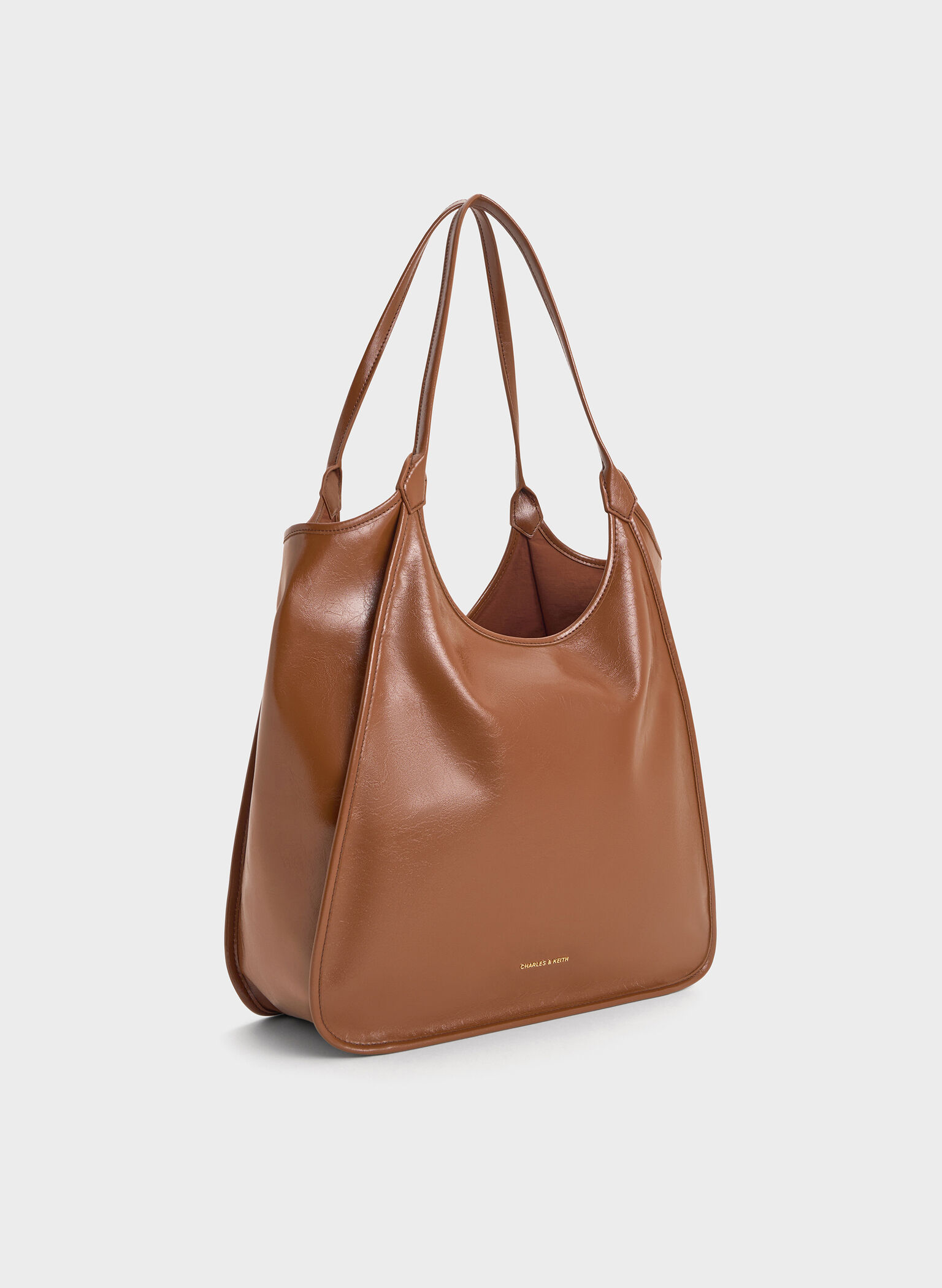 Sianna Crinkle-Effect Slouchy Tote Bag, Chocolate, hi-res