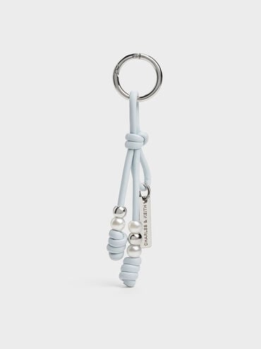 Beaded Cord Knot Charm, Sea Salt Blue, hi-res