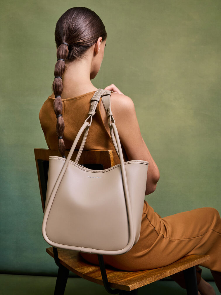Mini Lyla Tubular Tote Bag, Taupe, hi-res