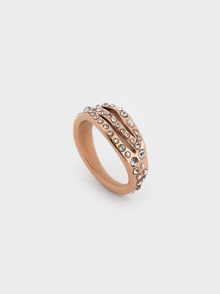 Aine Crystal Sculptural Ring, Rose Gold, hi-res
