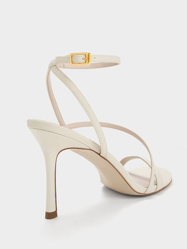 Asymmetric Strappy Heeled Sandals, Chalk, hi-res