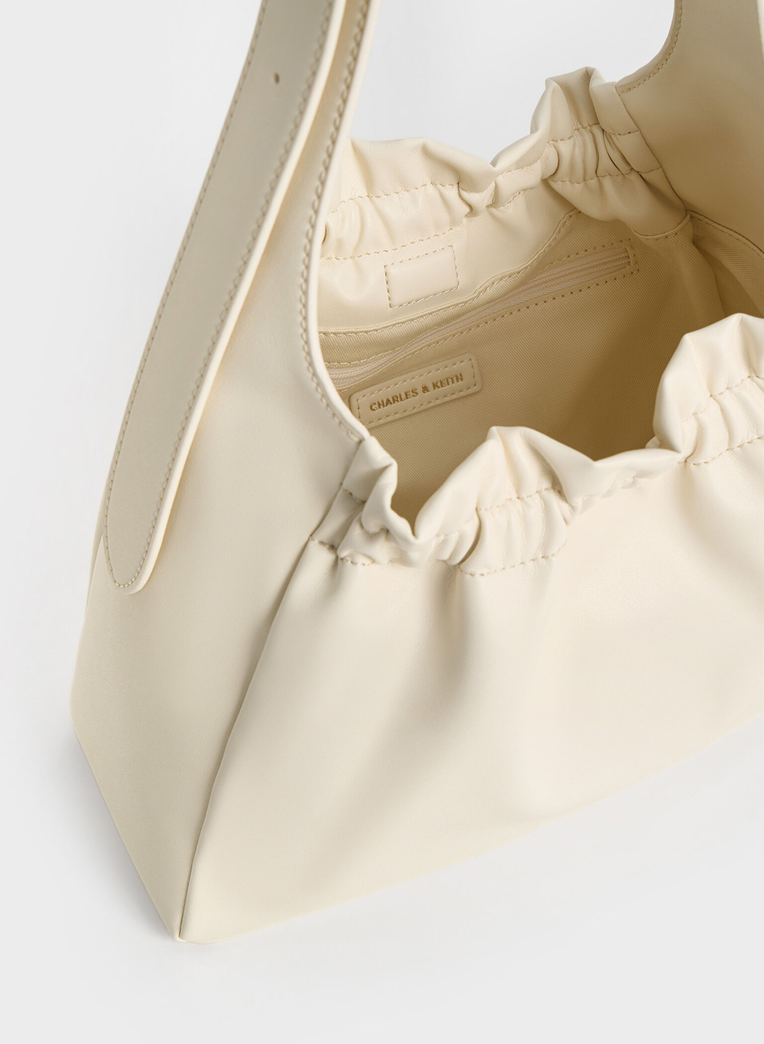 Brigette Ruched Shoulder Bag, Cream, hi-res