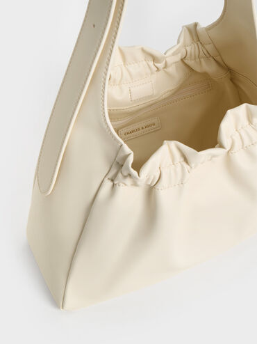 Brigette Ruched Shoulder Bag, Cream, hi-res