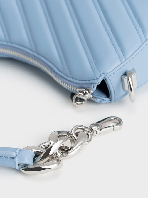 Freja Curved Panelled Bag, Light Blue, hi-res