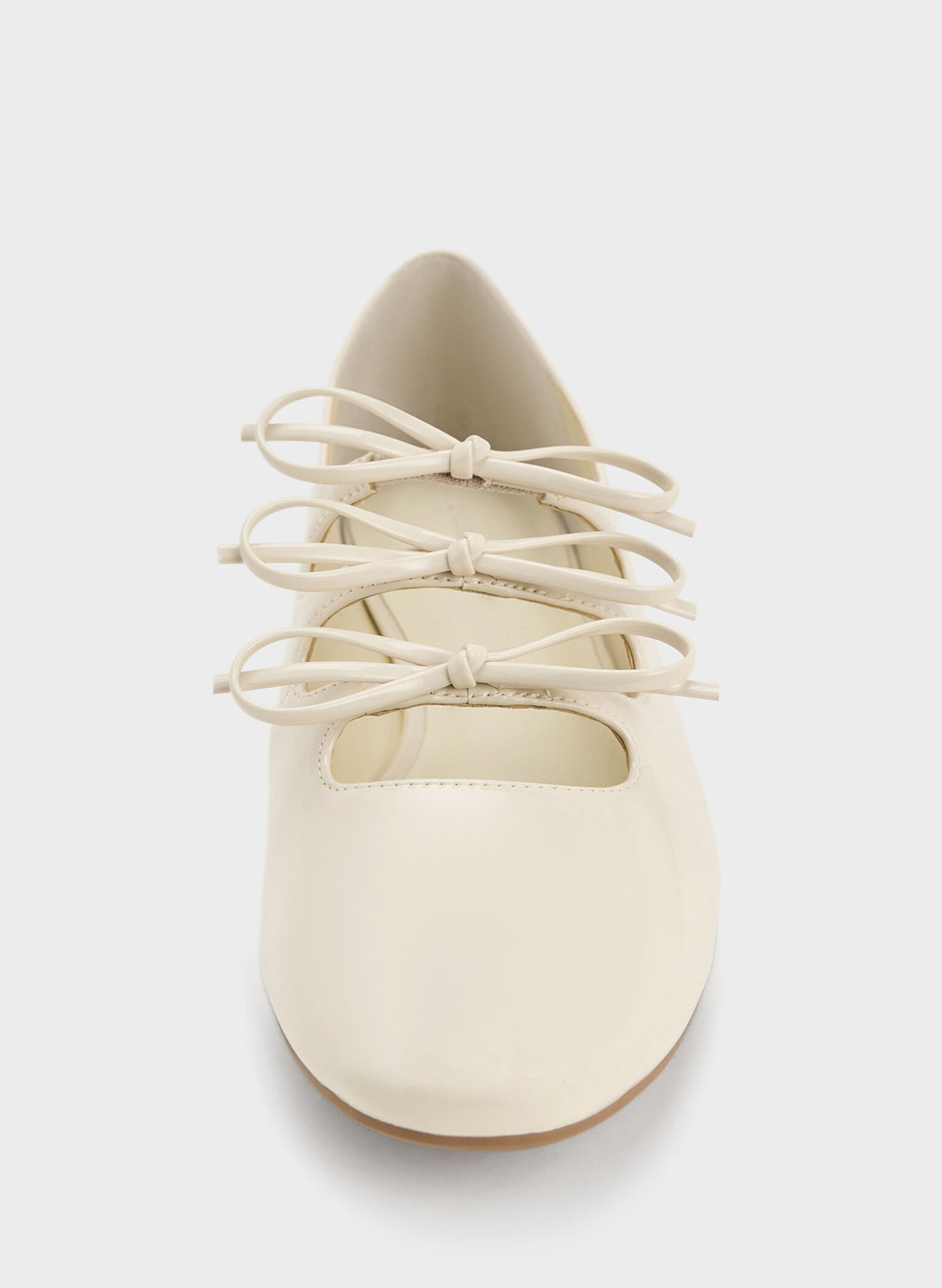 Dorri Patent Triple-Bow Ballet Flats, Chalk, hi-res
