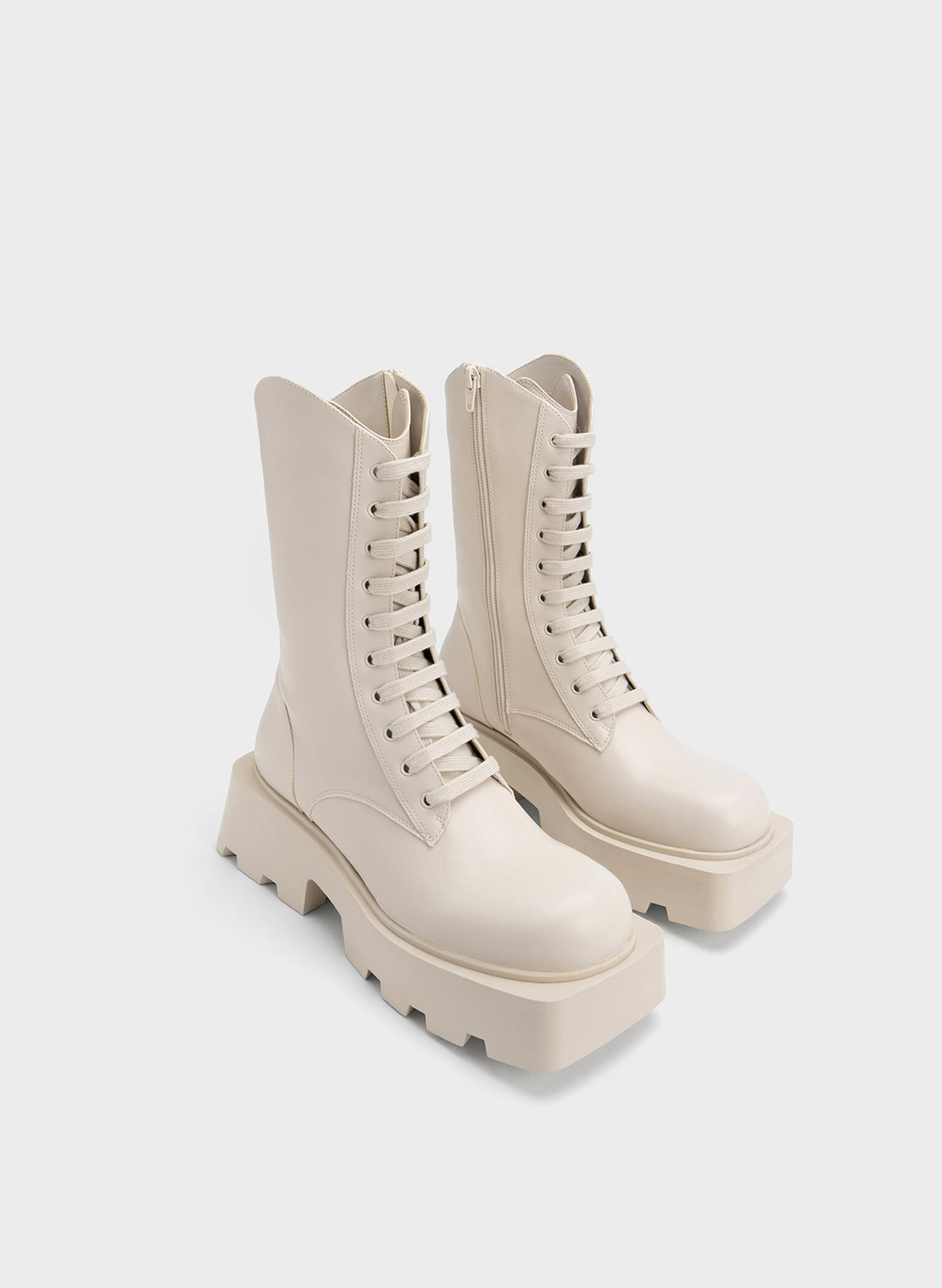 Sabra Lace-Up Ankle Boots, Chalk, hi-res