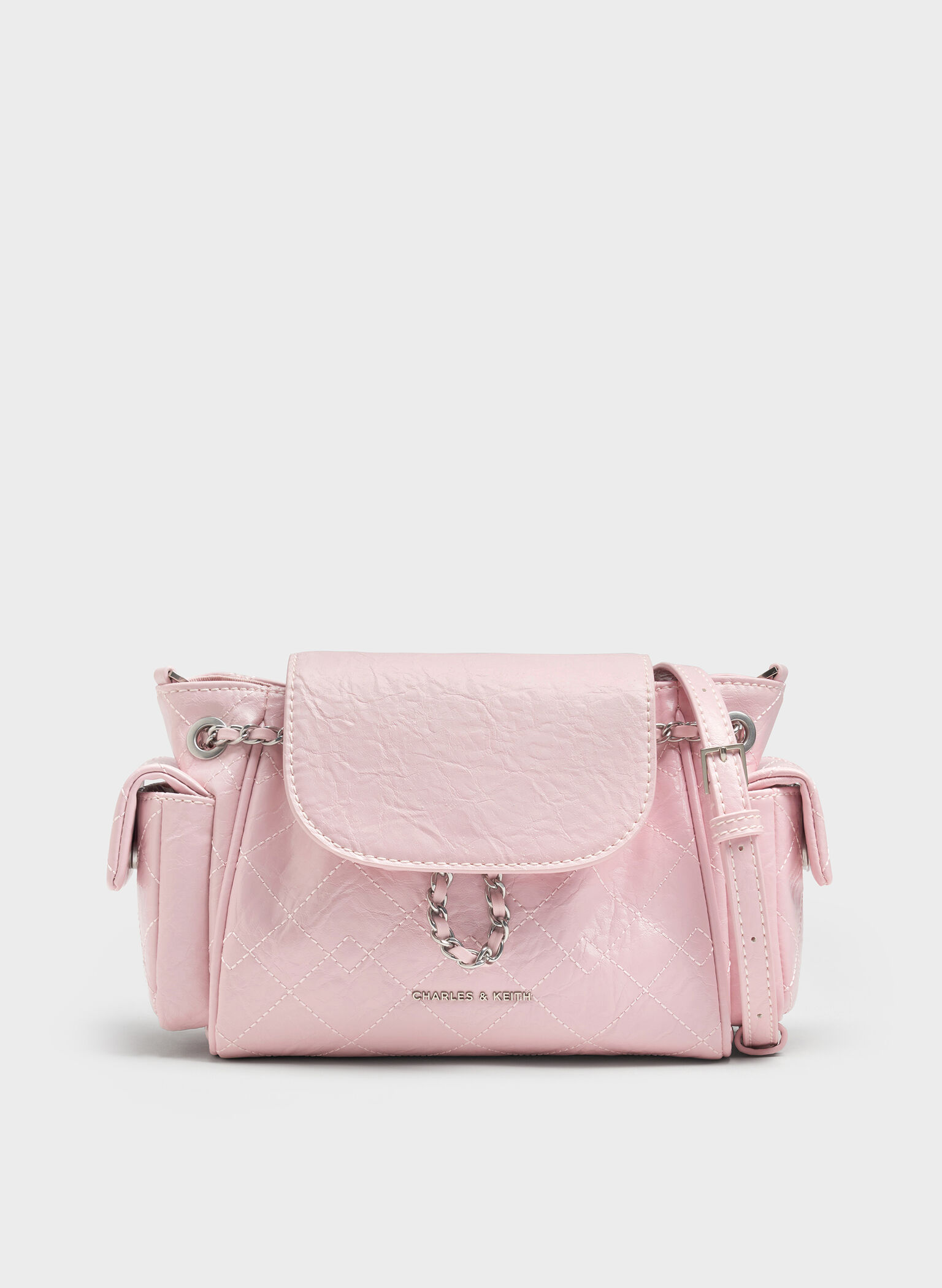 Duo Quilted Two-Way Front Flap Backpack, Cotton Candy Pink, hi-res