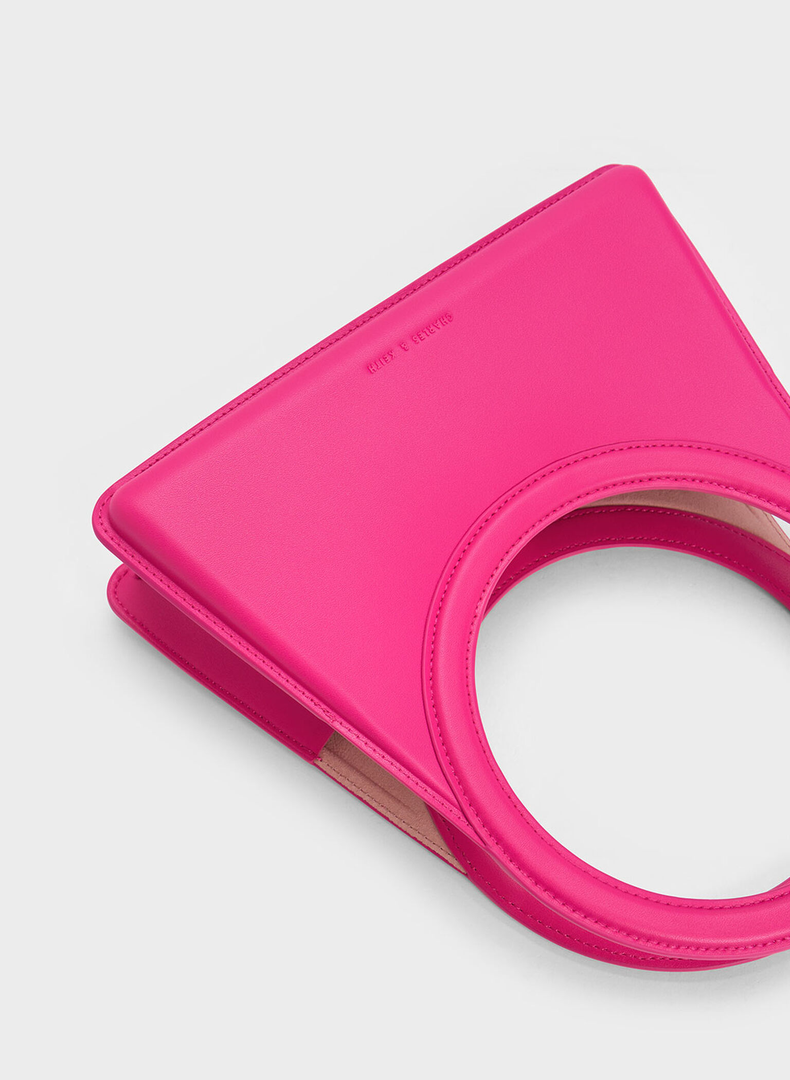 Camelia Circle Handle Geometric Bag, Fuchsia, hi-res