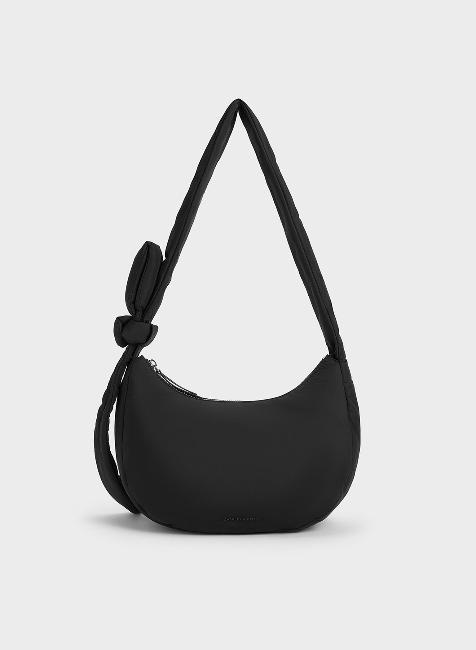 Delilah Nylon Knotted Hobo Bag, Noir, hi-res