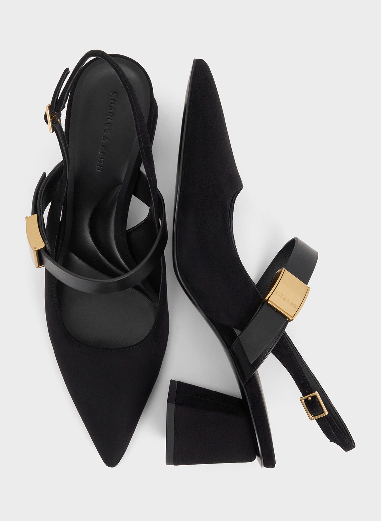 Yvette Faux Suede Mary Jane Slingback Pumps, Black Textured, hi-res