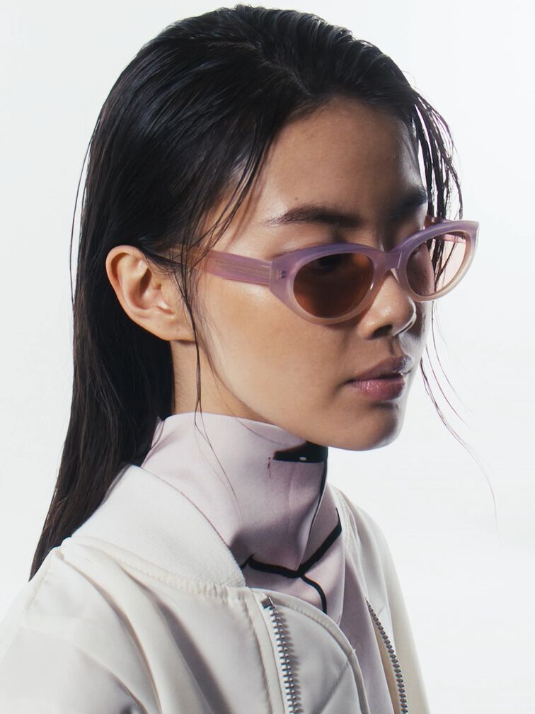 Bijou Recycled Acetate Cateye Sunglasses, Jelly Pink, hi-res