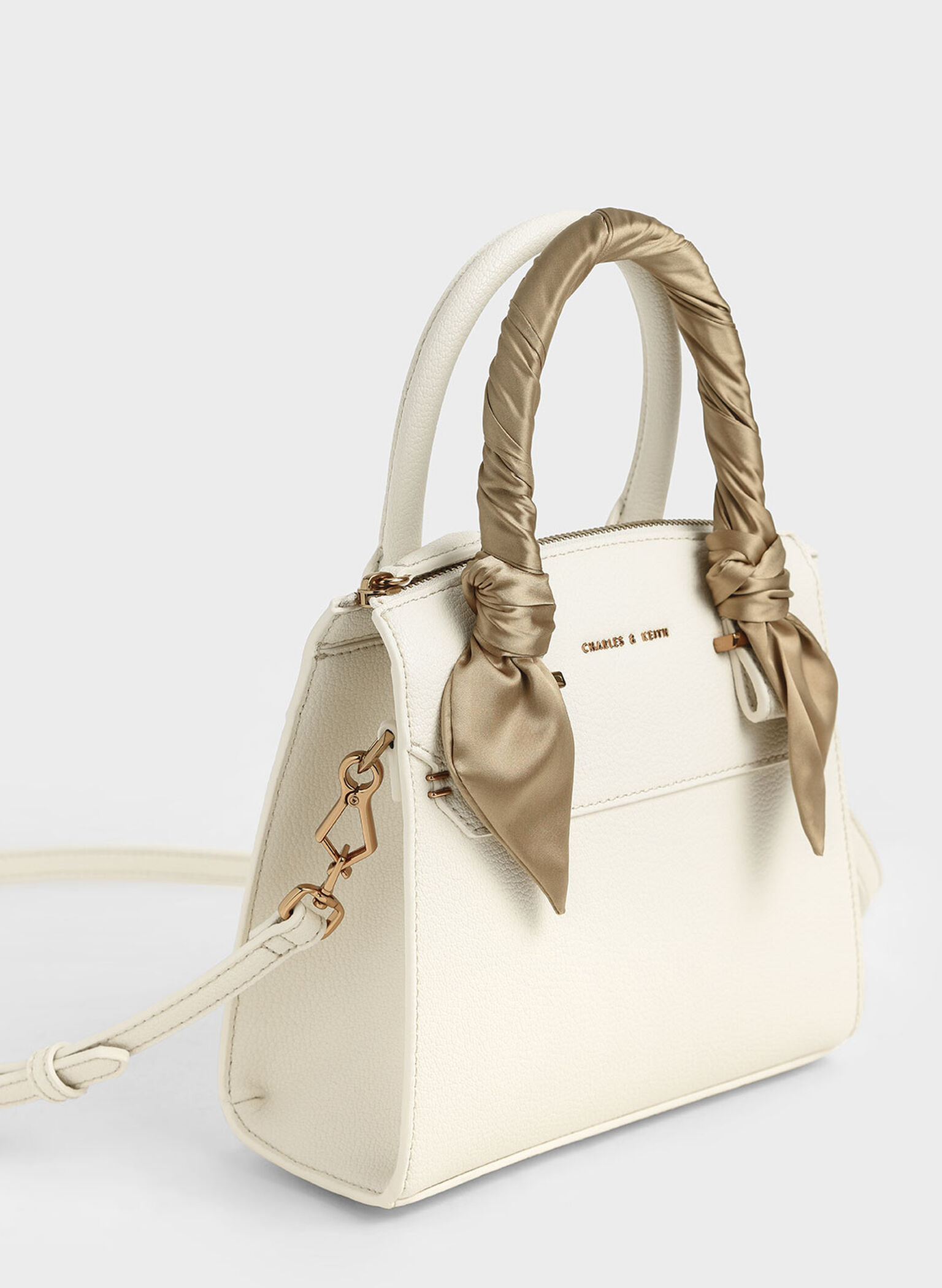 Satin Scarf Top Handle Bag, Chalk, hi-res
