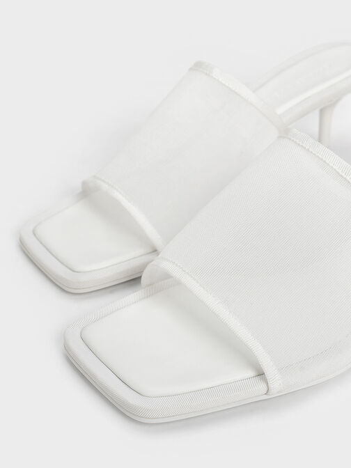 Loren Mesh Kitten-Heel Mules, White, hi-res