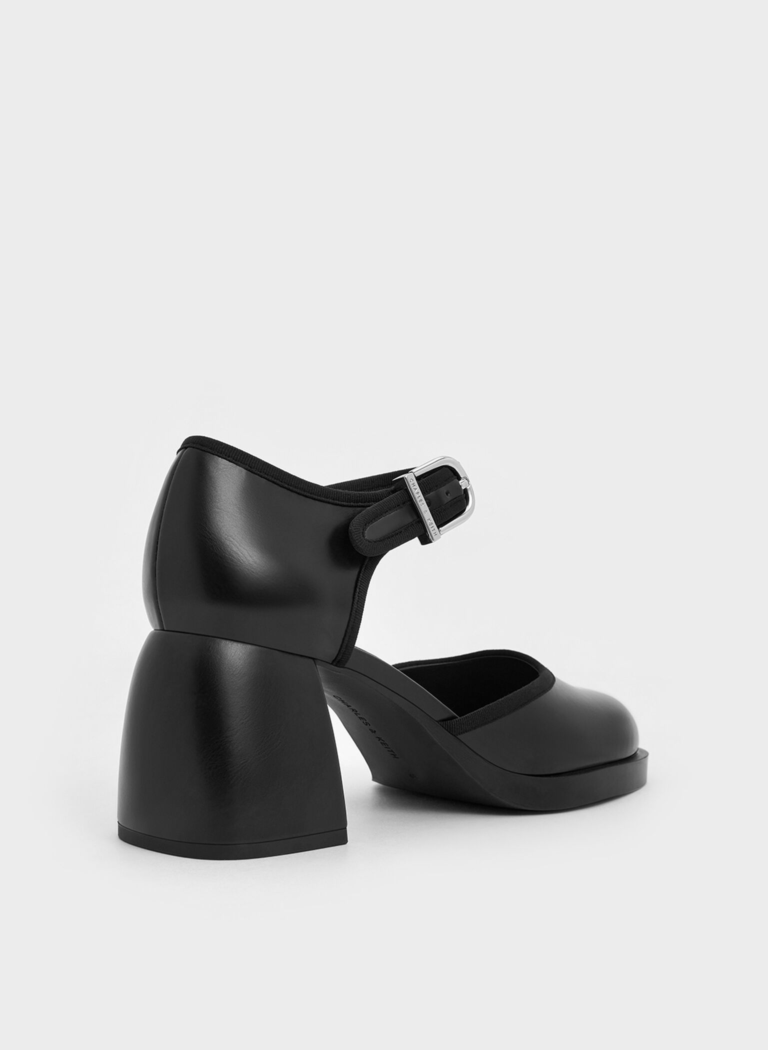 Block-Heel Ankle-Strap D'Orsay Pumps, Black, hi-res