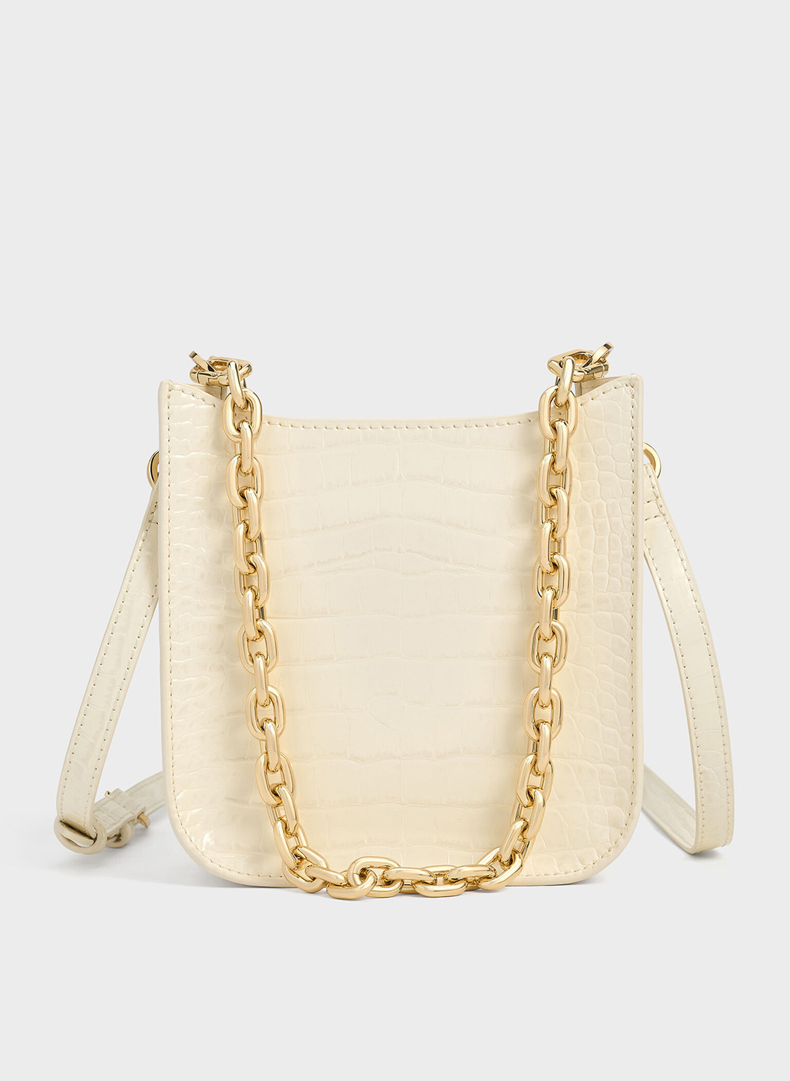Aurelia Croc-Effect Metallic-Accent Crossbody Bag, Cream, hi-res